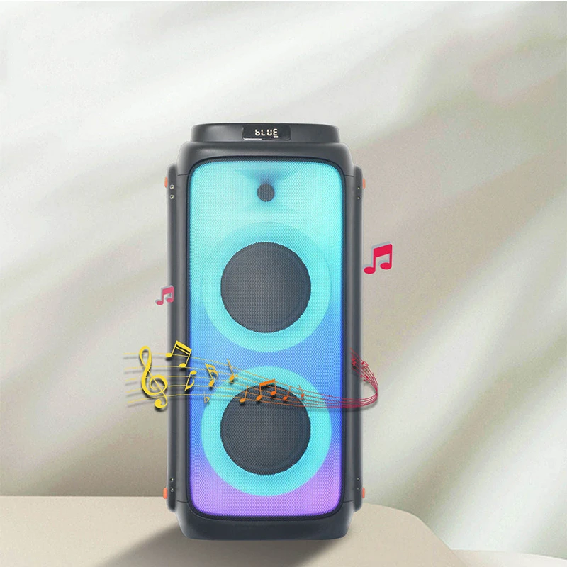Outdoor Waterproof Double 6.5 Inches Popular Blue-Tooth 5.0 Colorful LED Portable Speaker with Stereo Blue Tooth Speakers