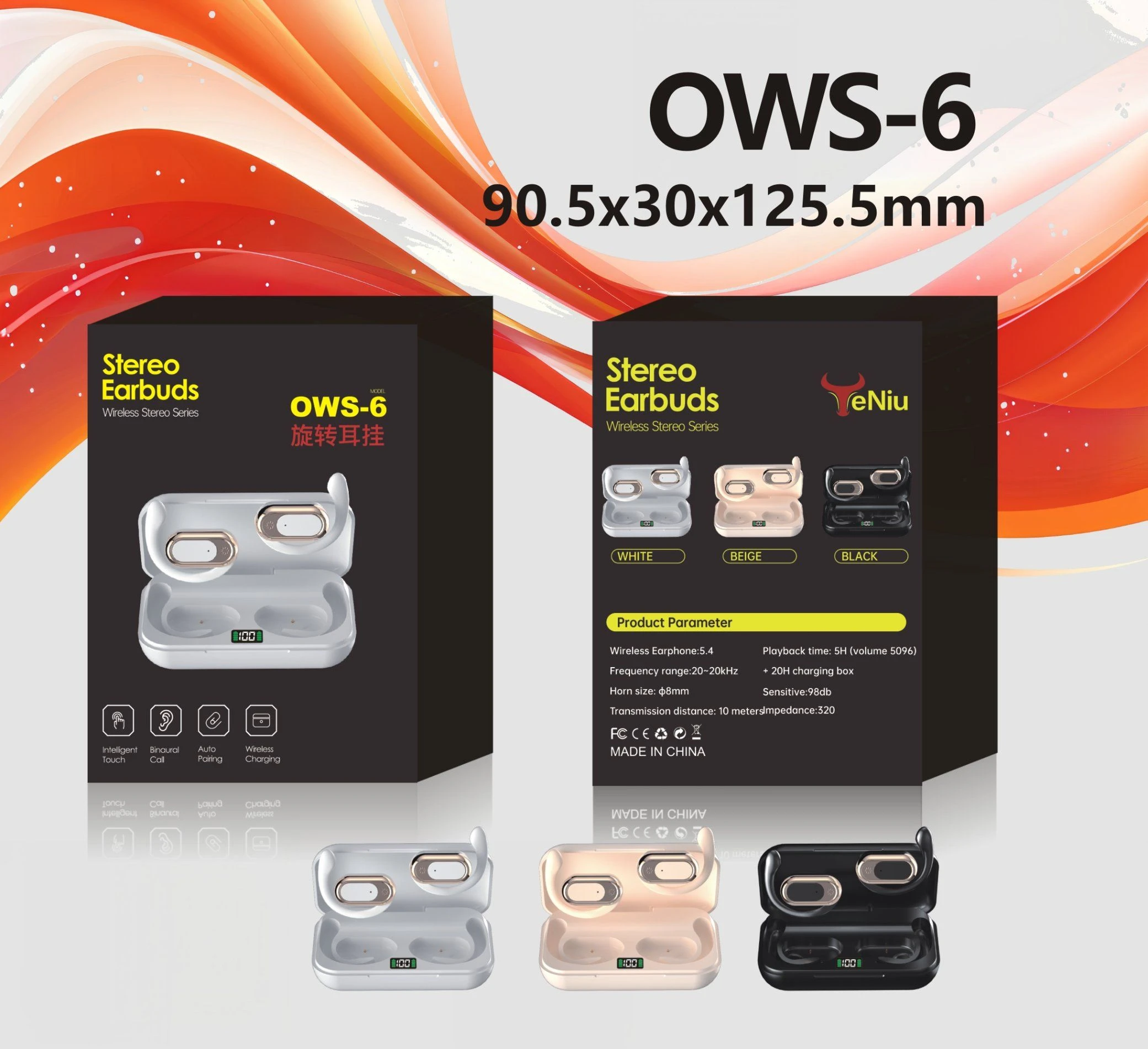 Ows-6 Ows Ear Hook Wireless Earbuds Bluetooth 5.4 Low Latency Gaming Headset