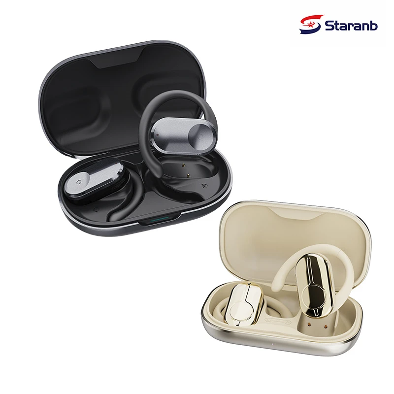Ows New Wireless Bluetooth Earphones with Touch Enc Noise Reduction Sports Earbuds LED Battery Indicator and Over Ear Hooks
