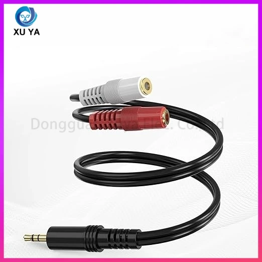Oxygen-Free Copper 3.5mm Stereo Male to Dual Mono Female Y Splitter, Low Signal Loss Audio Cable for Speaker, Headphone