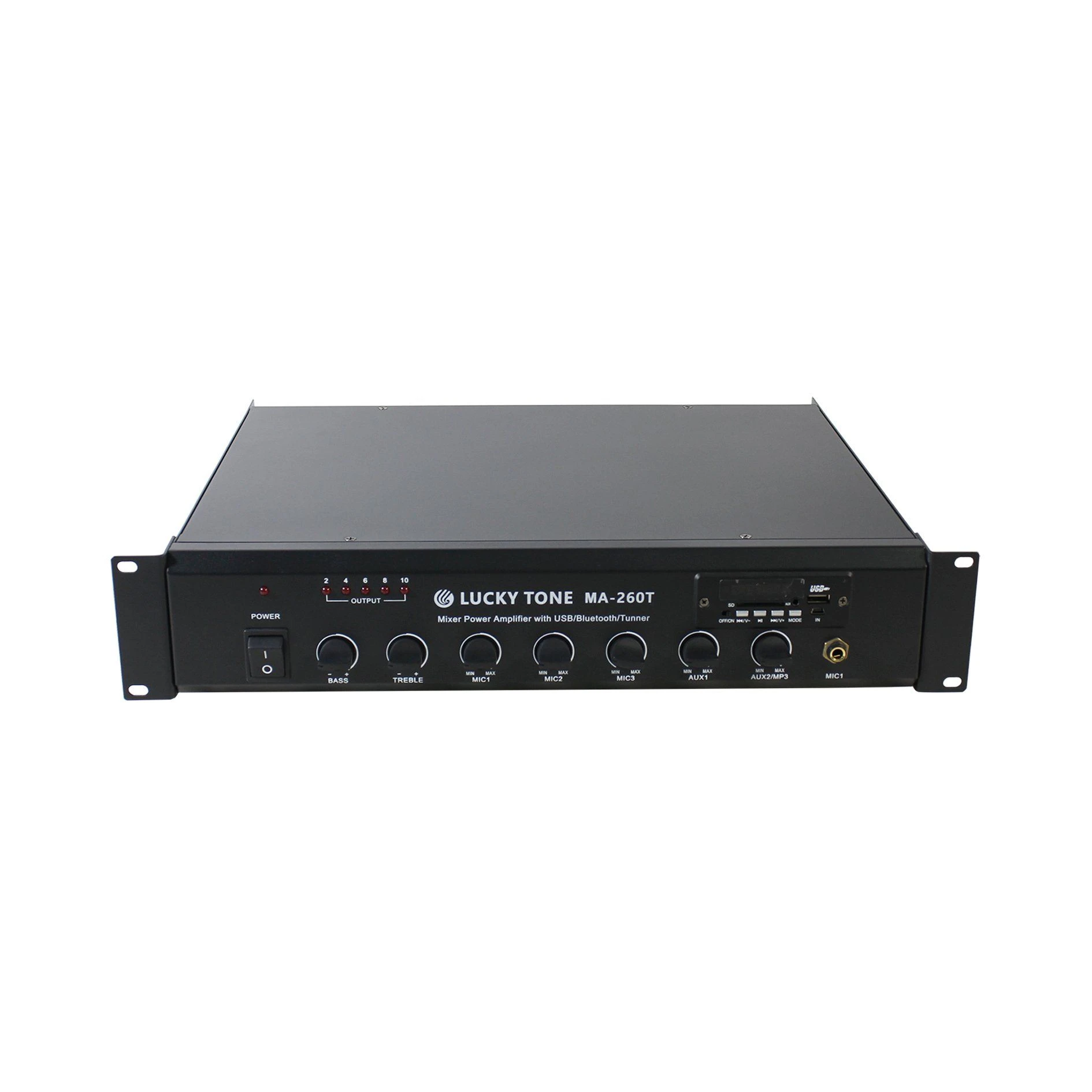 PA System 2u High Power 260W Bluetooth Mixer Amplifier with Built-in USB, SD, Aux and Tuner