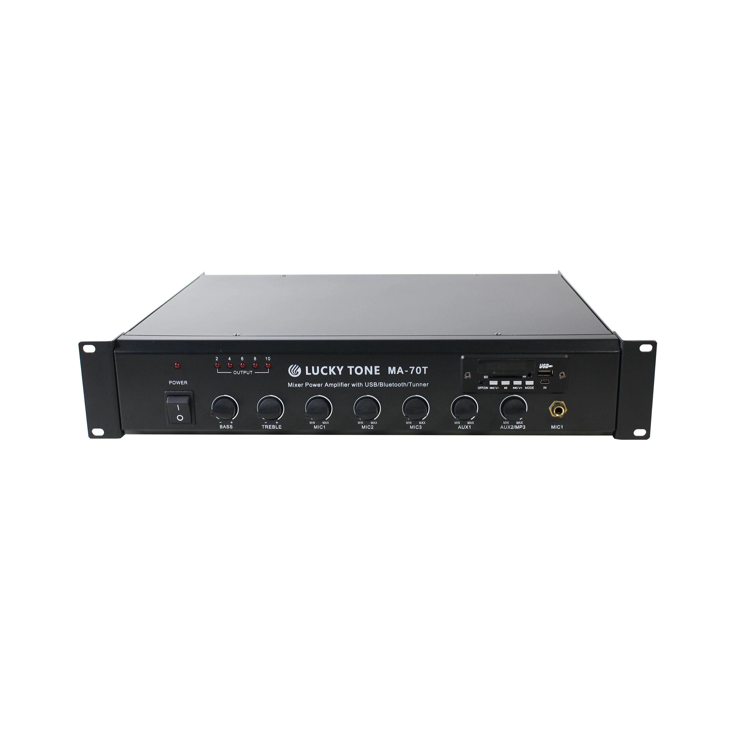 PA System Mixer Power Amplifier with Built-in USB, SD, Aux, Tuner and Bluetooth