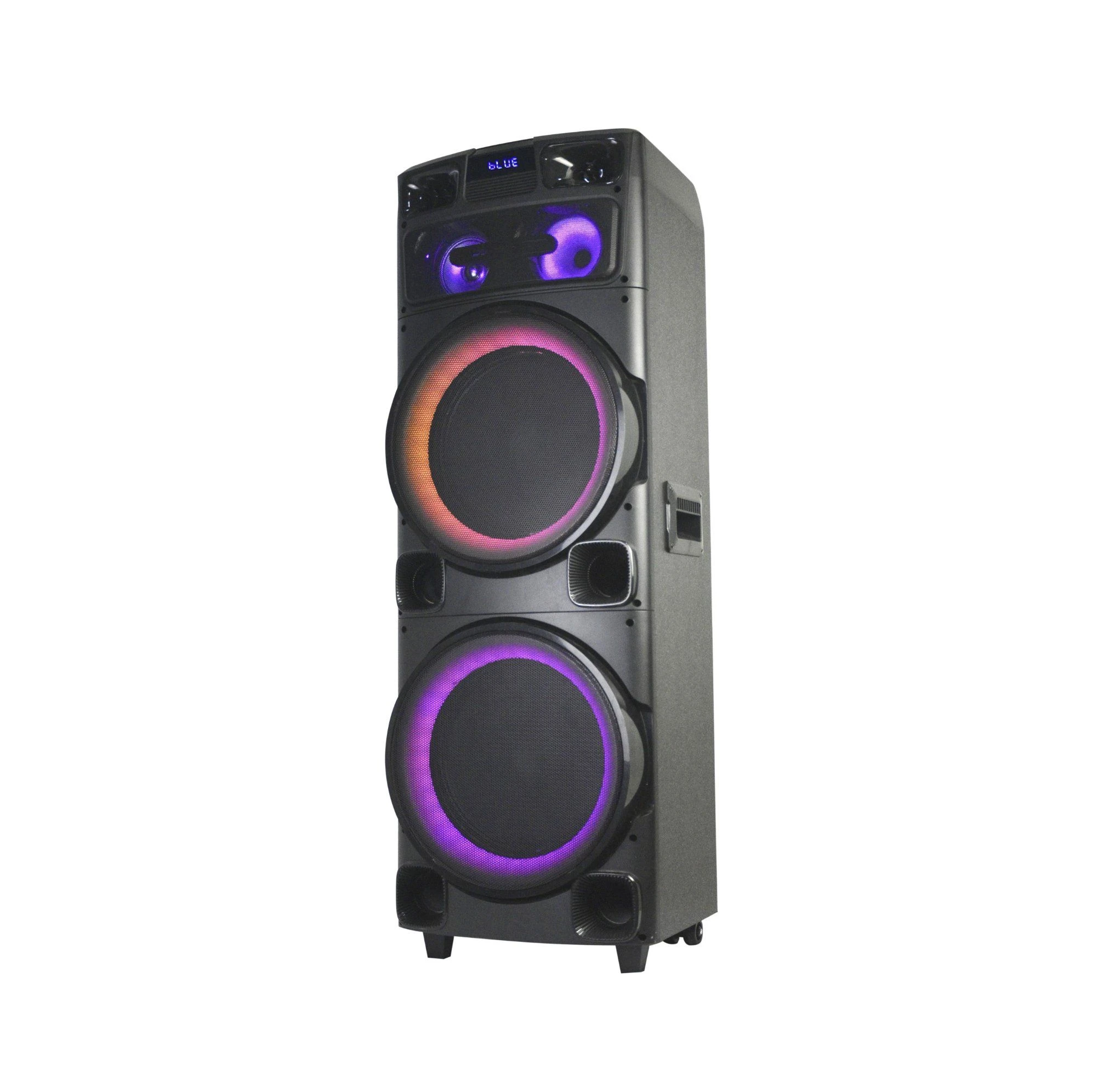 PA Wireless Sound Speaker Dual 12 Inch Powered DJ Karaoke Party Bluetooth Wooden Plastic Box Speaker