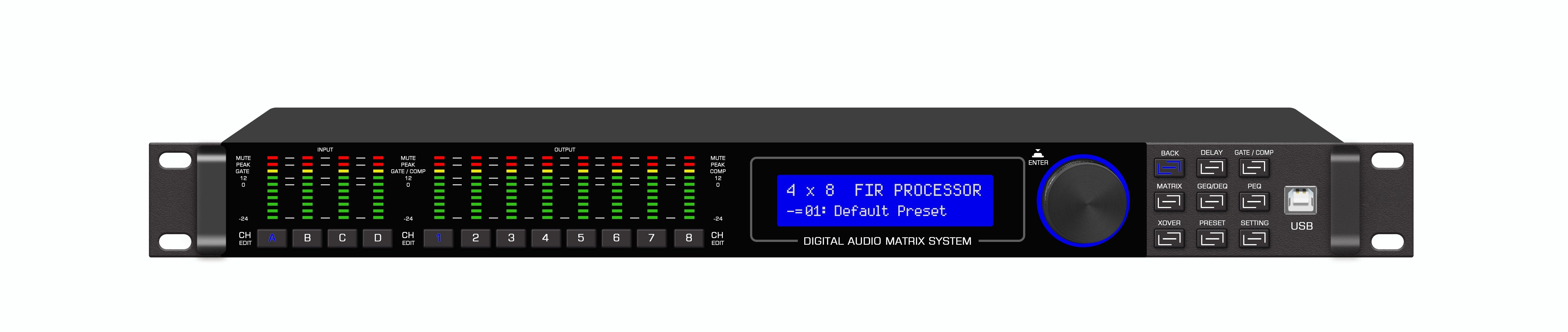 PA408 4Ã8 Digital Audio Matrix Processor with Sharc DSP and Fir Speaker Processing