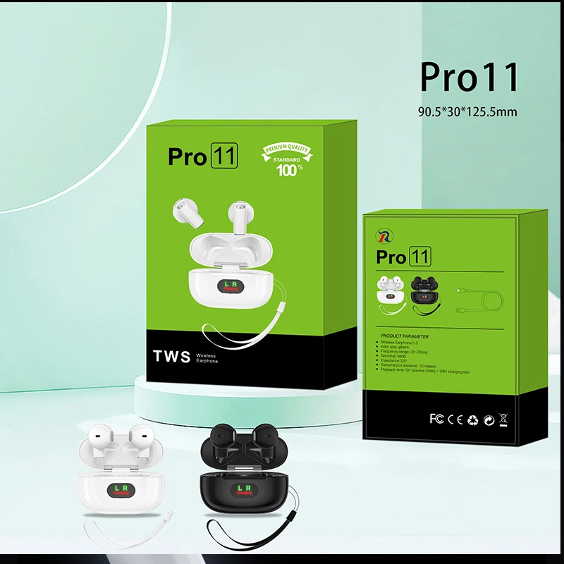 PRO11 Transparent LED Earbuds Touch Control Ipx4 Sweatproof Bluetooth Stereo Headset