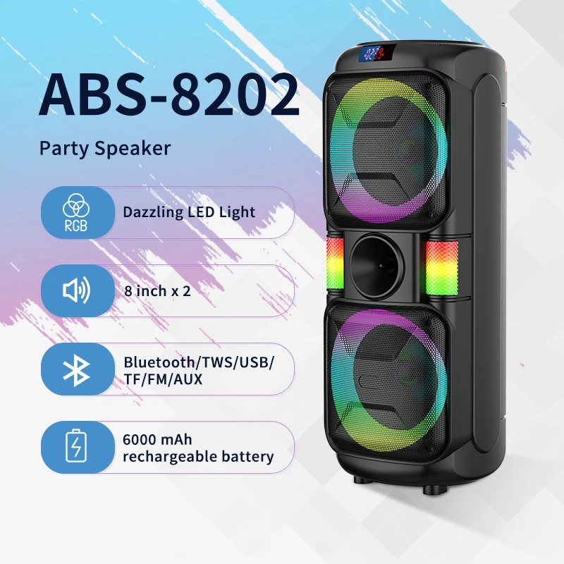 Party Speaker Colorful LED Light Bluetooth 5.3 for Outdoor