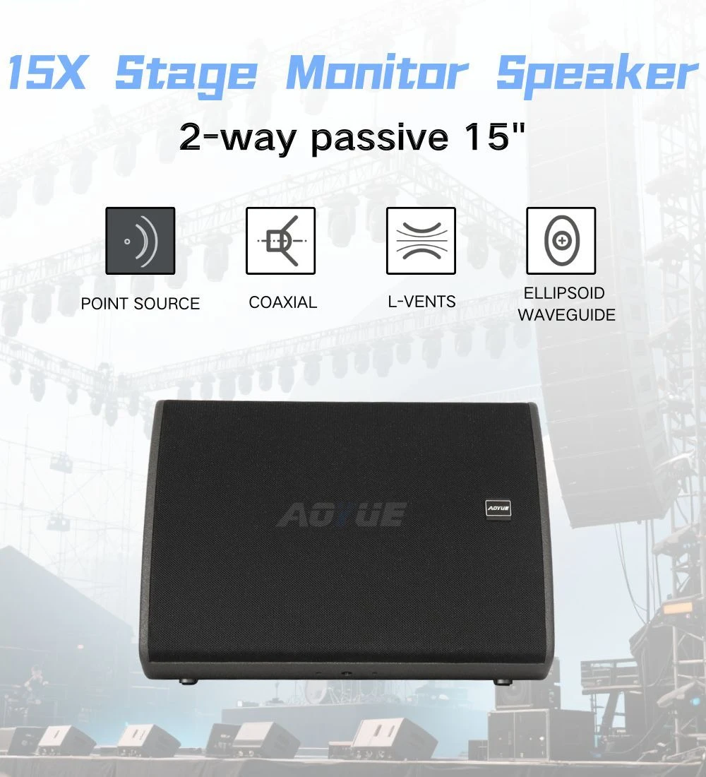 Passive Stage Coaxial Two–Way Studio Monitor Speakers 15 Inch