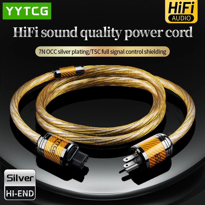 Patteraless HIFI Fever Power Cord Audio Cable Hi-End Line Plated OCC Core with Dual-Shields Gold Plated Copper EU US CN Pin