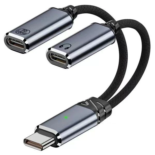 Pd 100W USB C Audio Adapter with Fast Charging & HiFi Type C Earphone Splitter