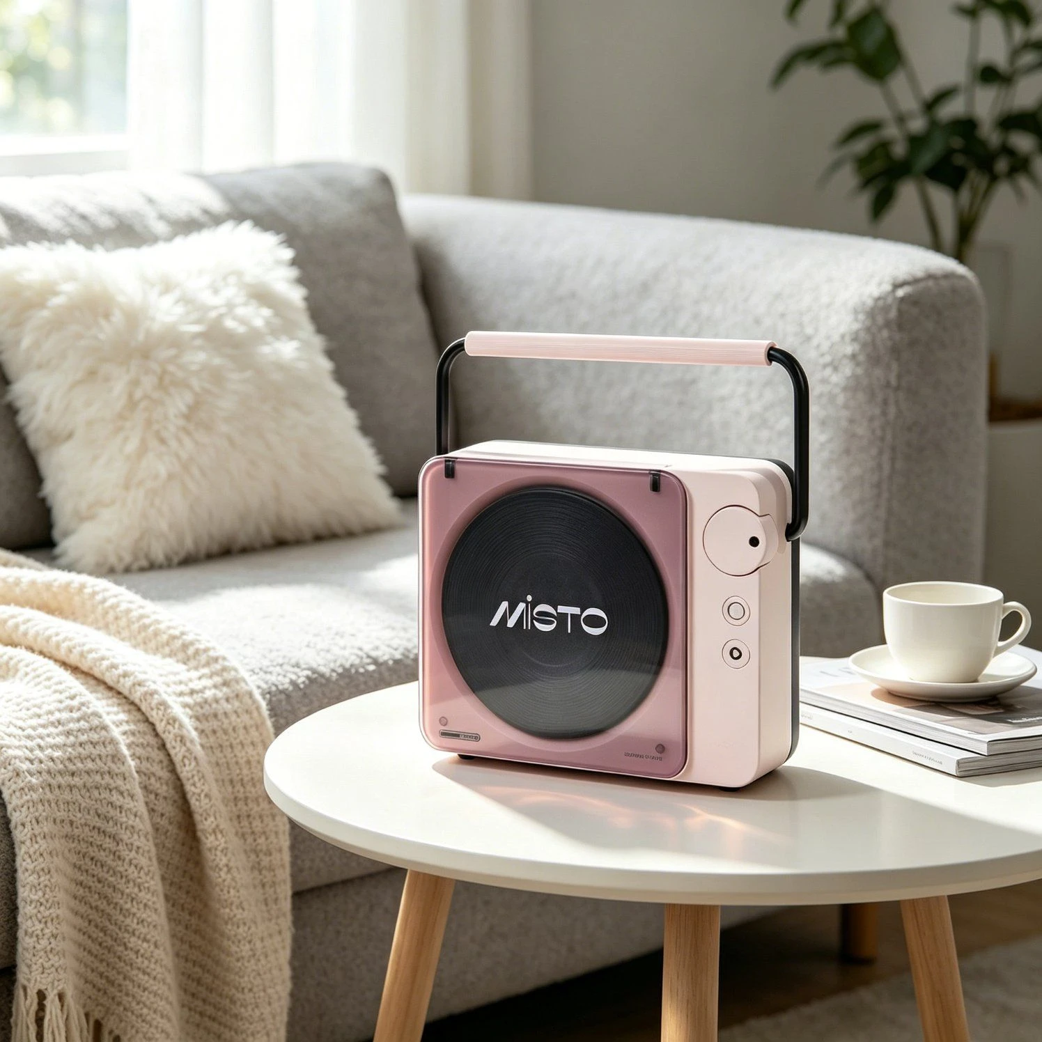 Peach Pink Bluetooth Speaker with Warm Ambience for Yoga