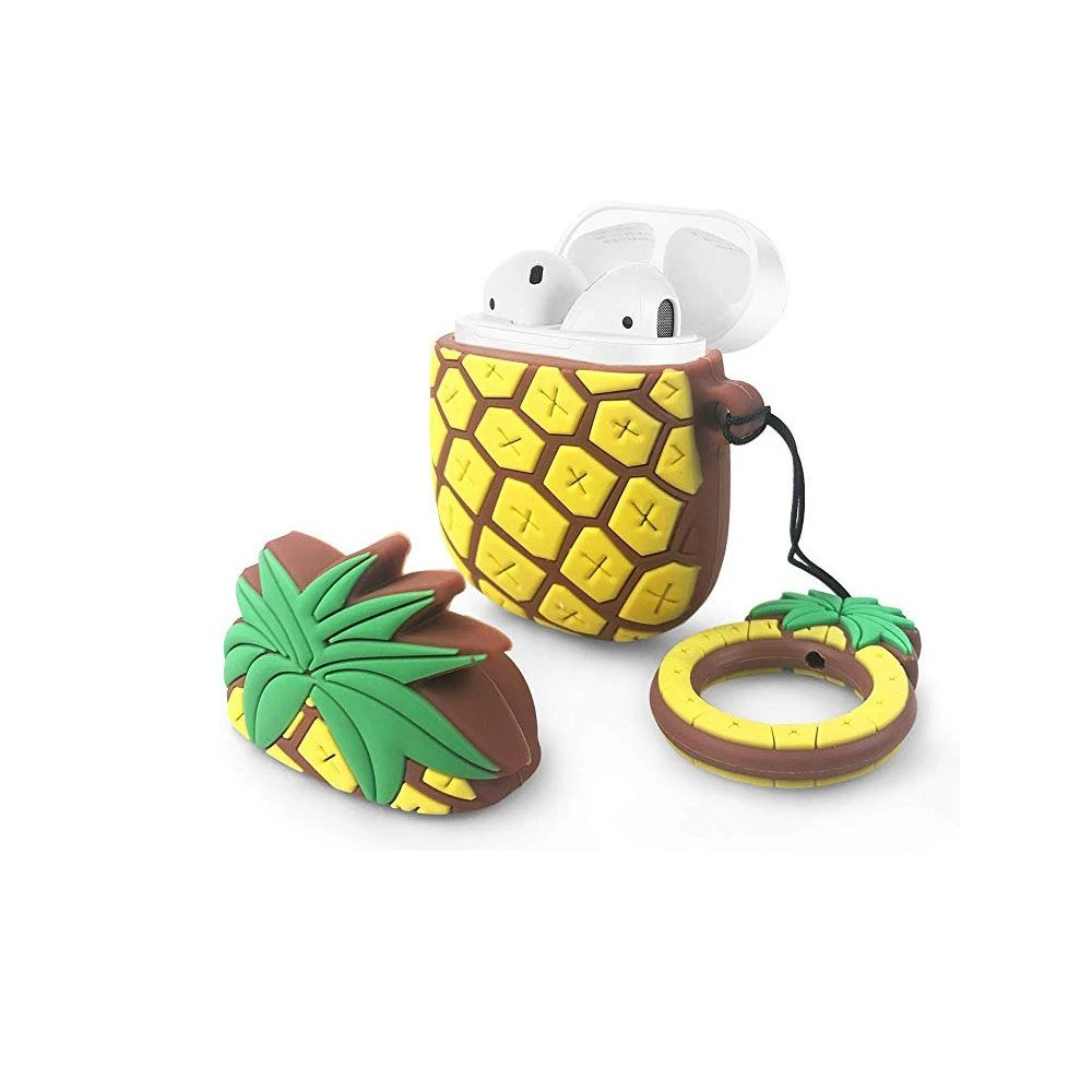 Pineapple Silicone Wireless Earbuds Charging Case for iPhone