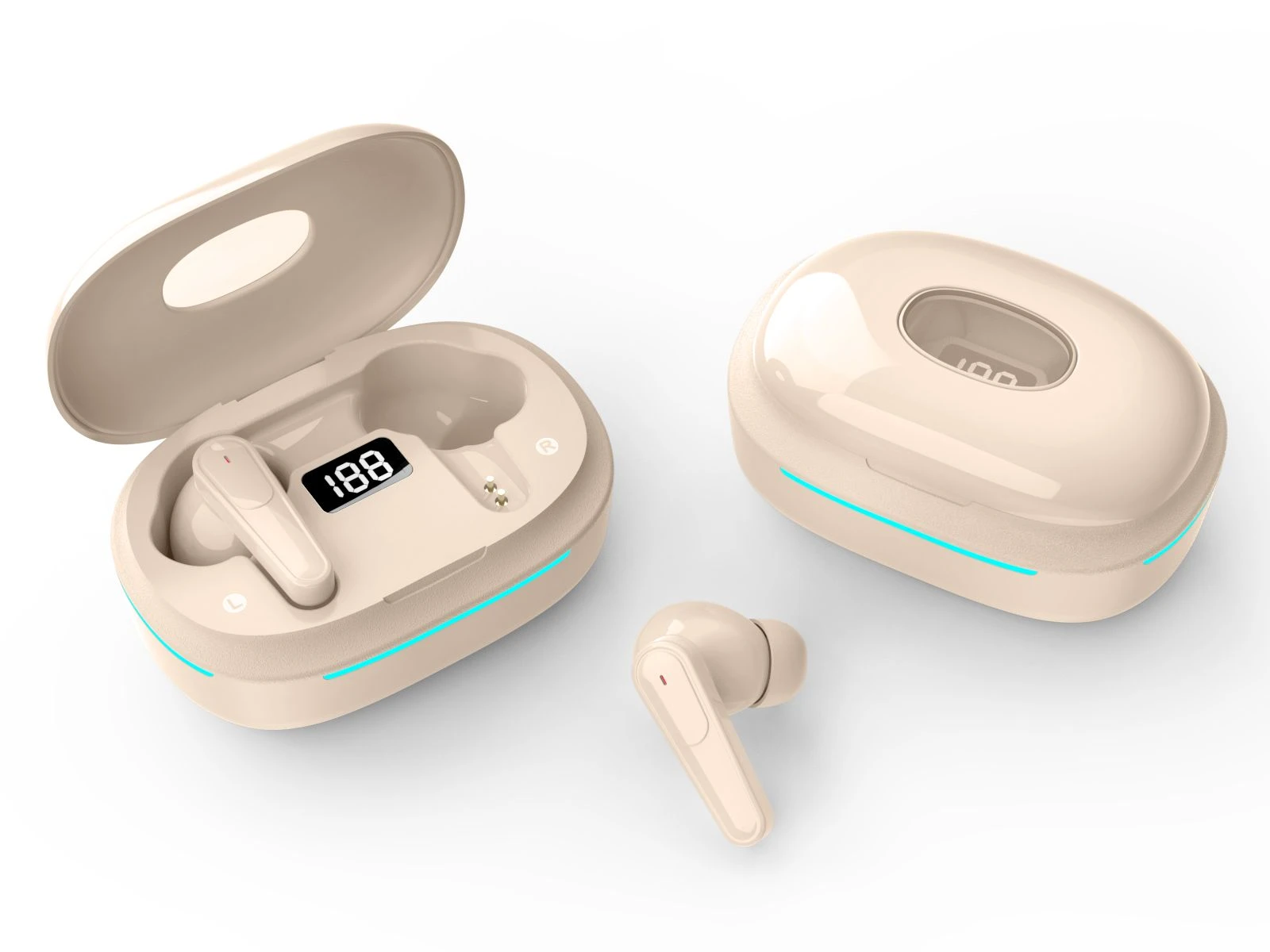 Plus70 Oval Mirror RGB Touch Anc Earbuds Ipx4 Bluetooth Stereo Wireless Headset