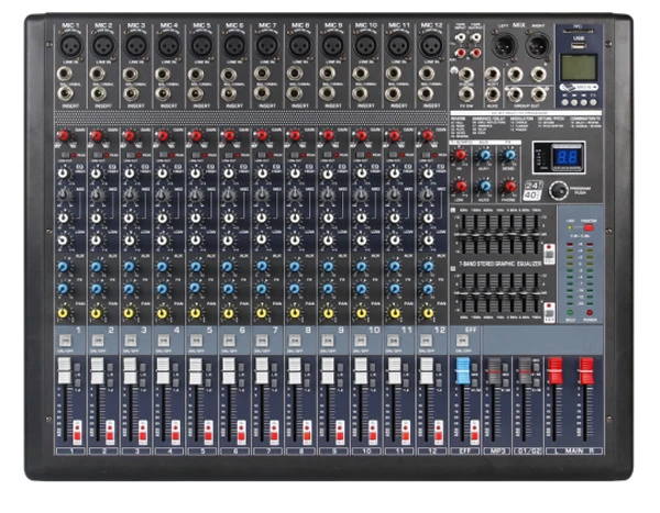 Plx16-USB 16 Channels 48V Phantom Audio Mixer with USB
