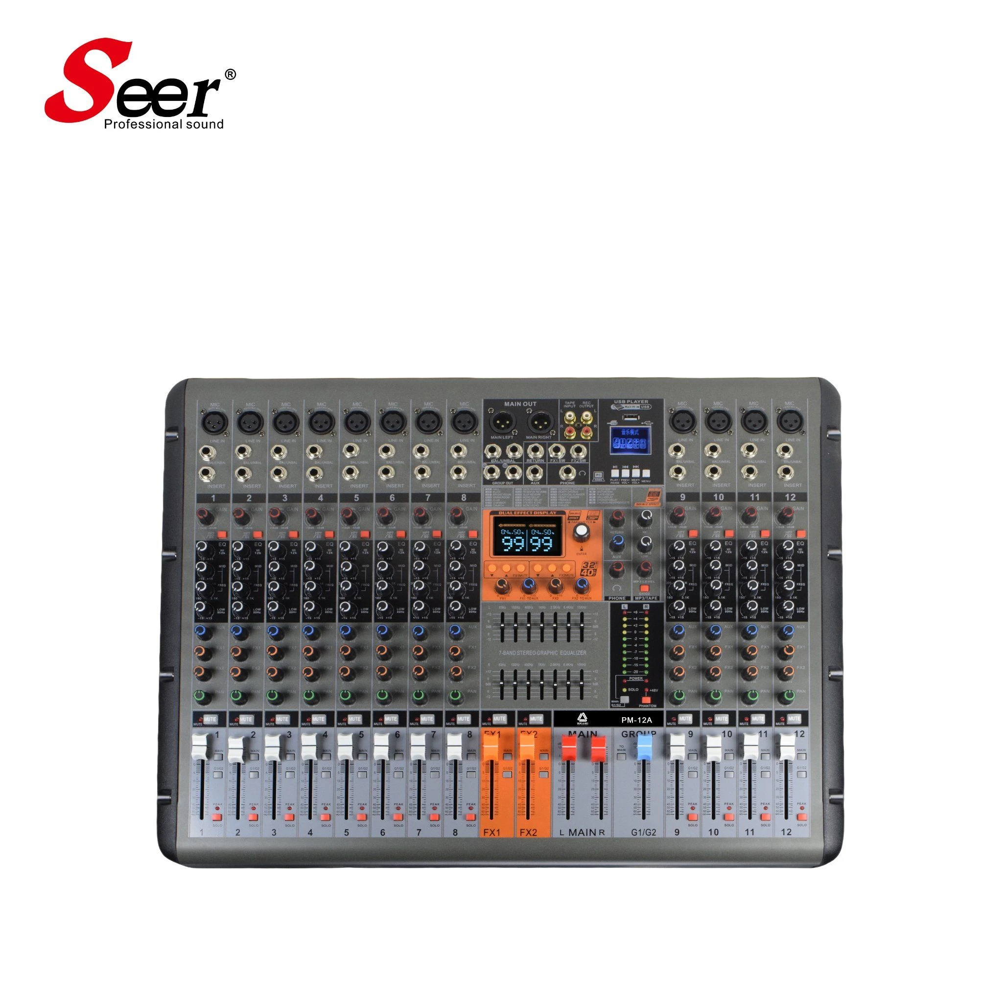 Pm-12A 8/12/16channel Professional Digital Music DJ Audio Mixer Controller