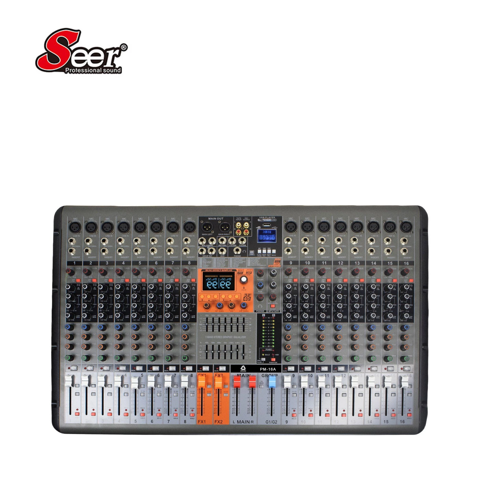 Pm-16A 16 Channel Professional Stereo Audio Mixer with Effects for Stage Group Set with Mute Bluetooth