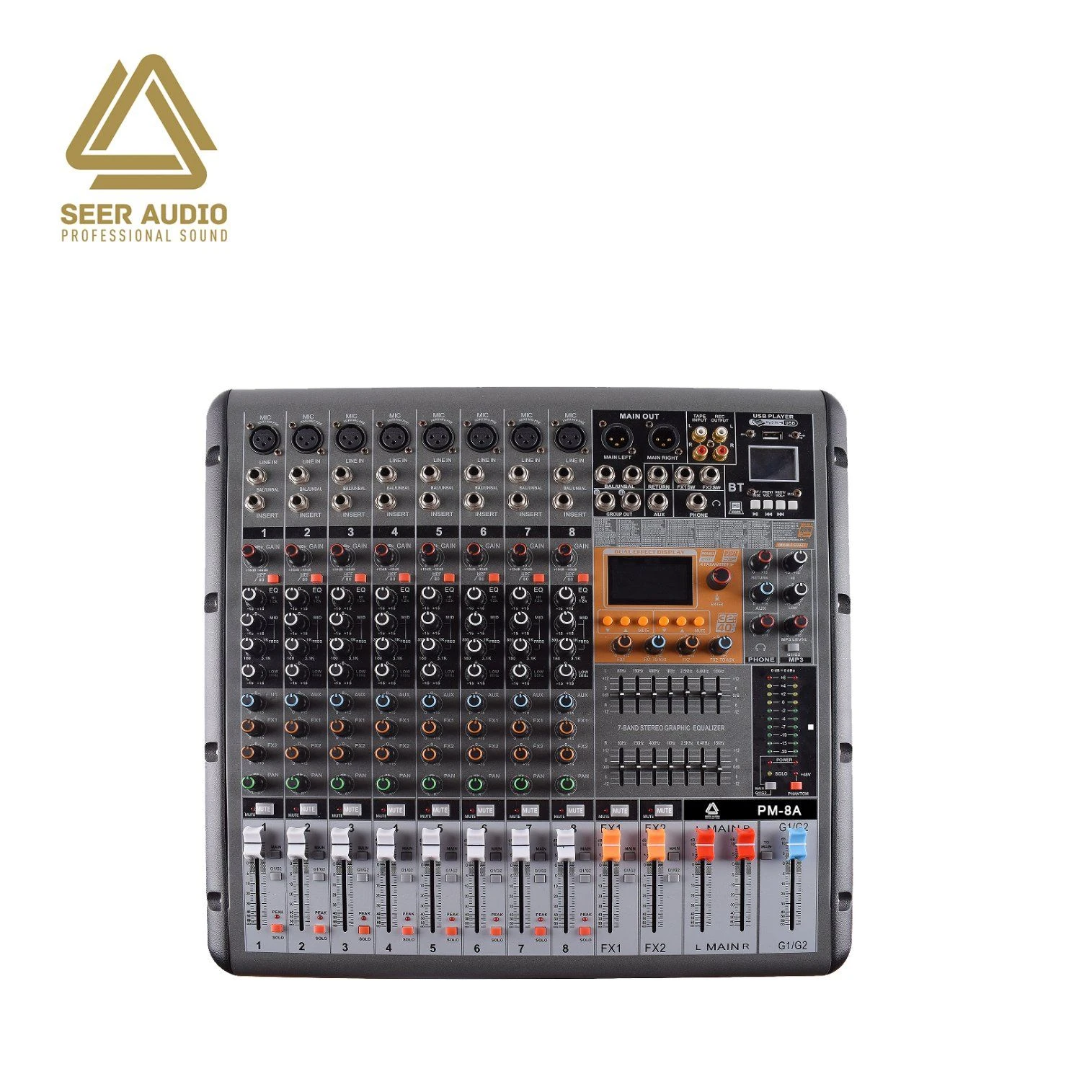 Pm–8 Professional 8/12/16 Channel Sound Mixer Power Amplifier Mixer for Wholesales