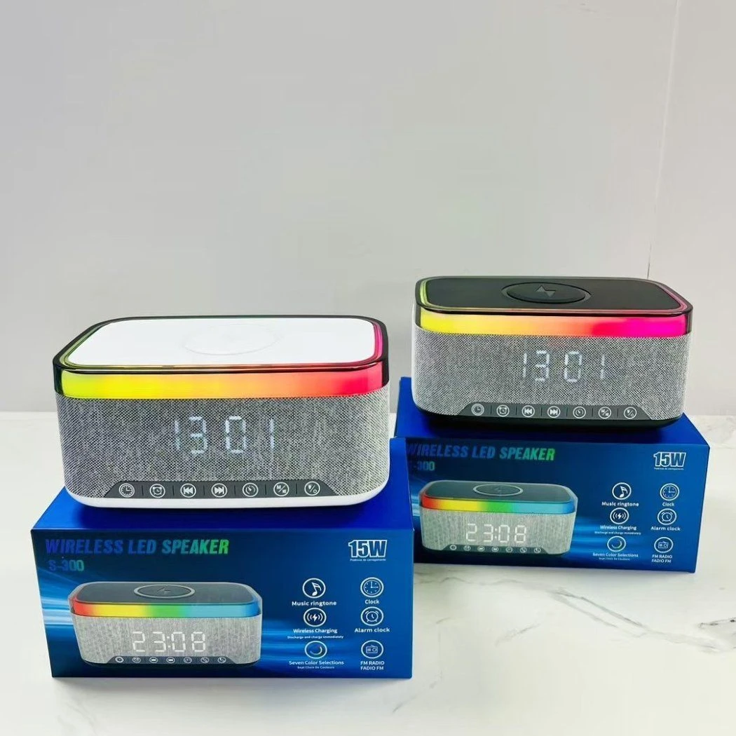 Portable Bluetooth Speaker Magnetic Charging Clock Night Light Time Player Tool