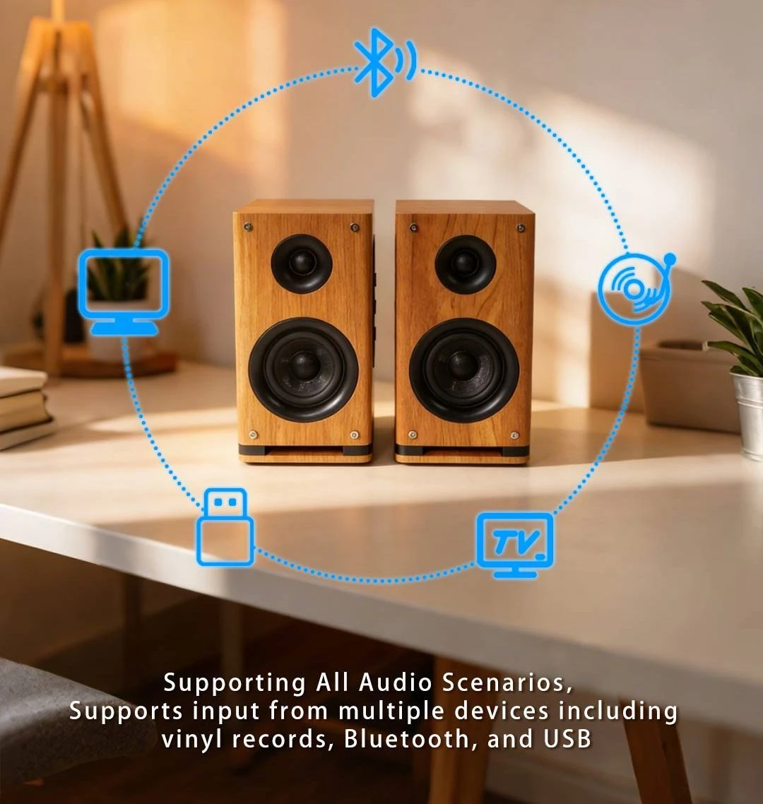 Portable Bt Karaoke KTV Woofer USB Bookshelf Desktop Sound Box Home Outdoor Multifunctional Speaker