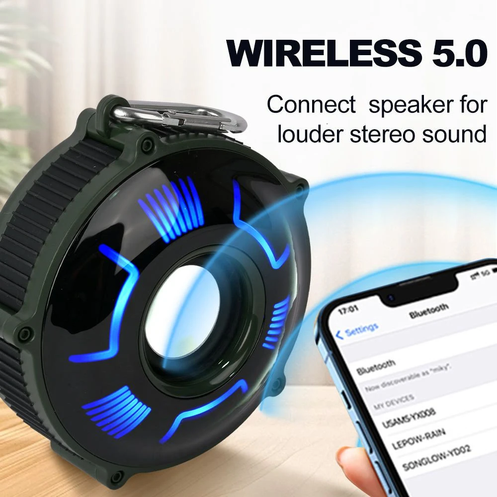Portable Bt Karaoke Speaker RGB LED Lighting Music Player Mechanical Design Mini Sound Box