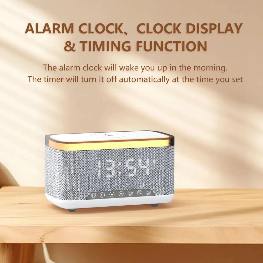 Portable Bt Speaker With15W Wireless Charger Alarm Clock RGB Colorful LED Light Desk Lamp FM Radio for Living Room Bedside Table