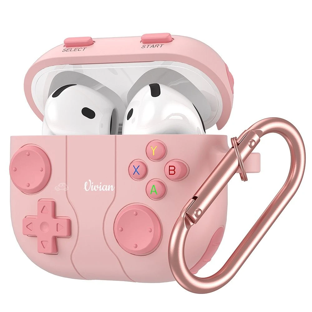 Portable Earbud Protective Case Gamepad Shape with Metal Carabiner Hook
