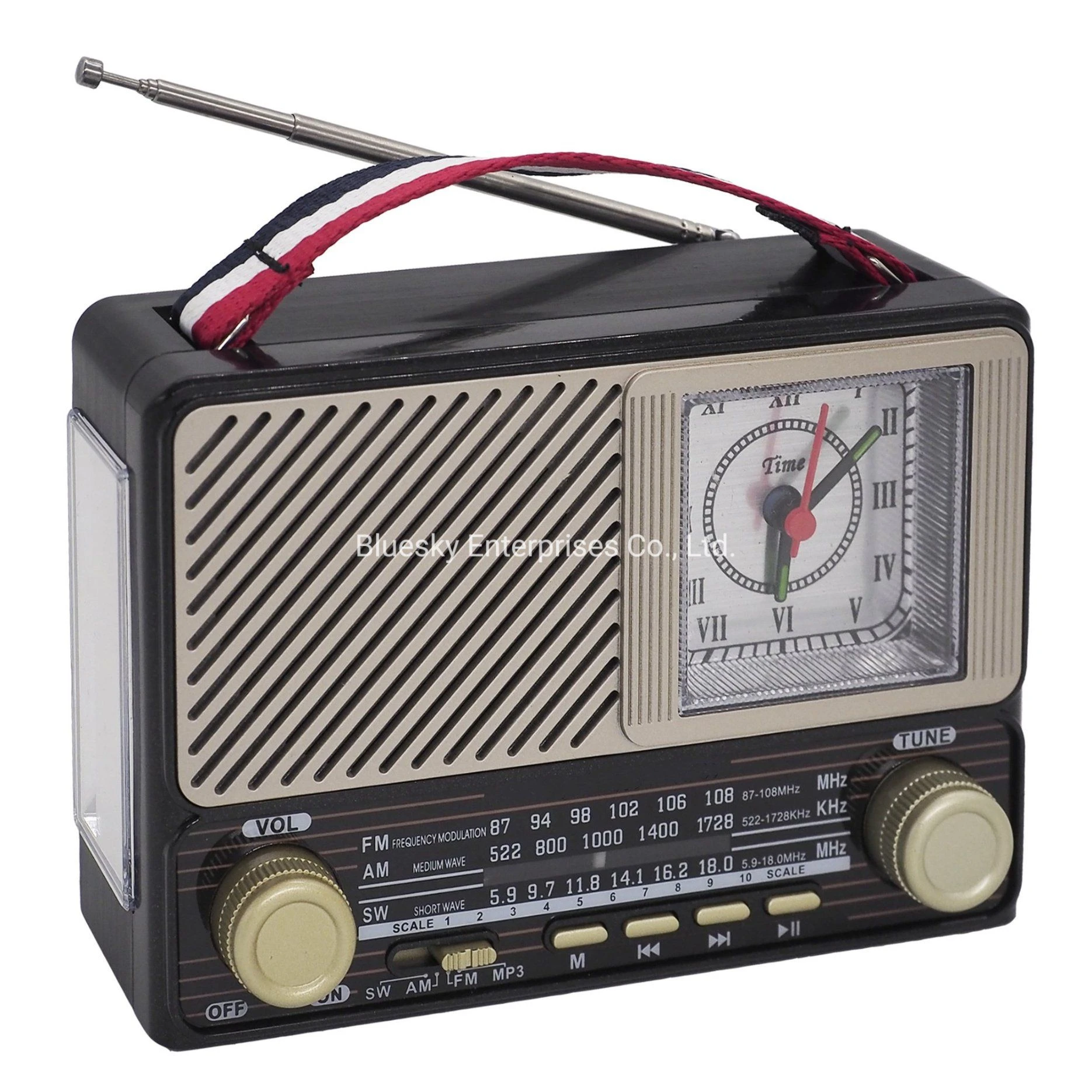 Portable FM Radio Large LED Light Wireless Speaker Stereo Player with Clock