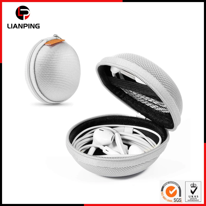 Portable Hard Shell Shockproof EVA Earphone Case with Mesh Pocket