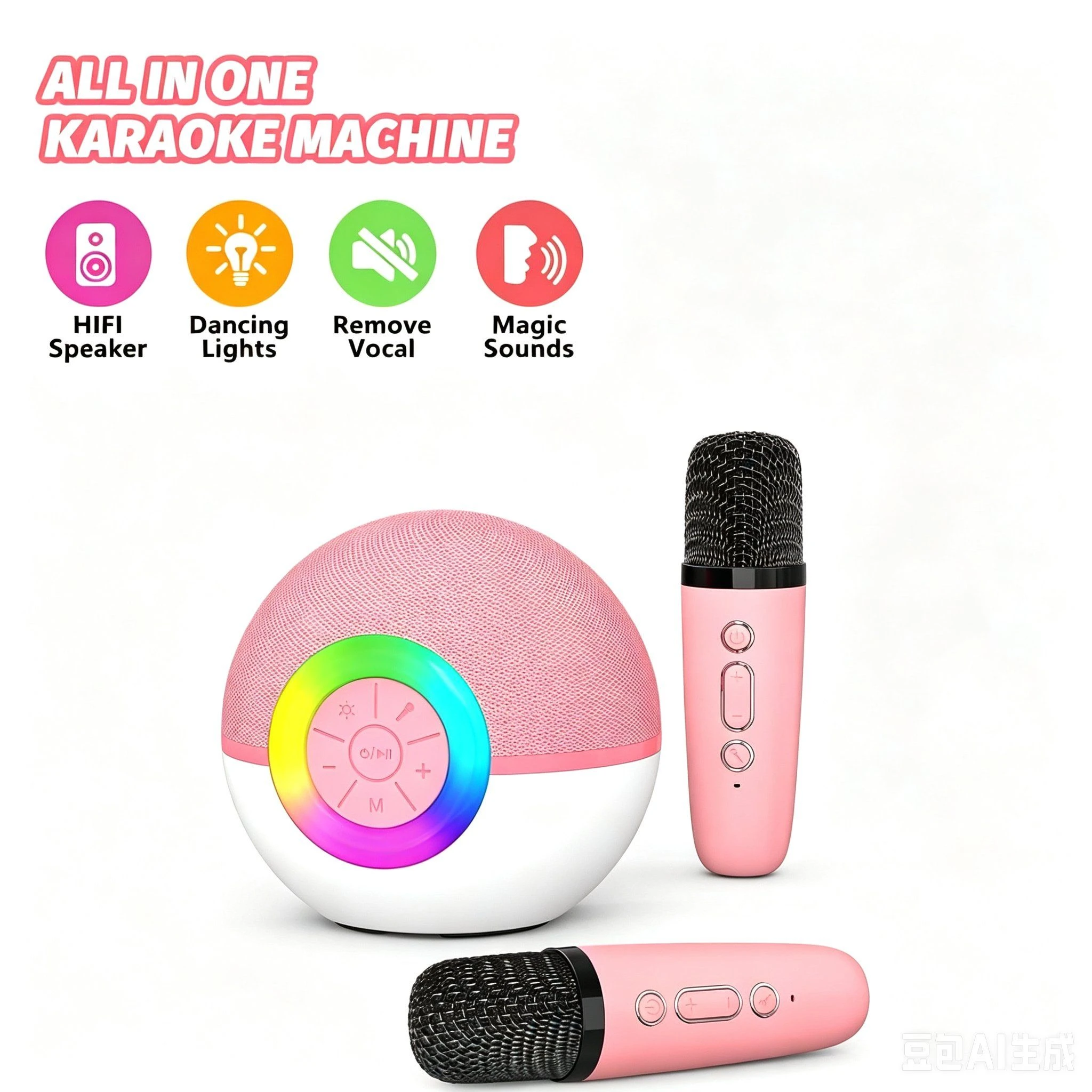Portable Karaoke Speaker with Dual Wireless Microphones