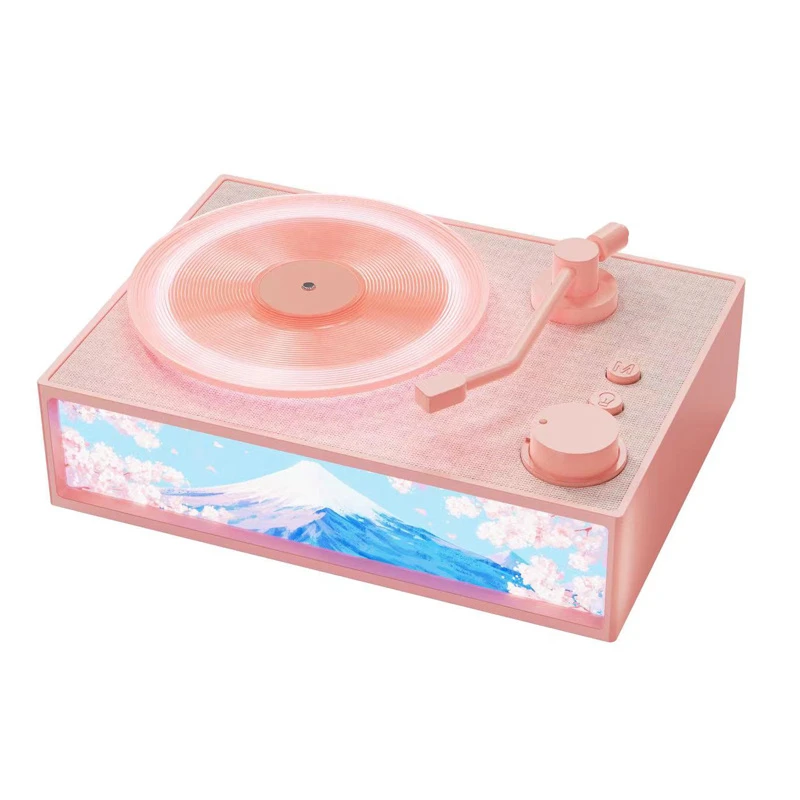 Portable Mini Vinyl Bluetooth Speaker with TF FM for Bedroom Desk