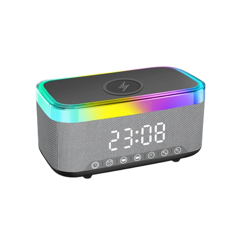 Portable Mini Wireless Speaker with RGB LED Light Fast Charging Station Alarm Clock Battery for Outdoor Parties