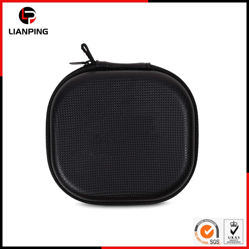 Portable PU Leather Hard Shell EVA Earphone Case with Carabiner