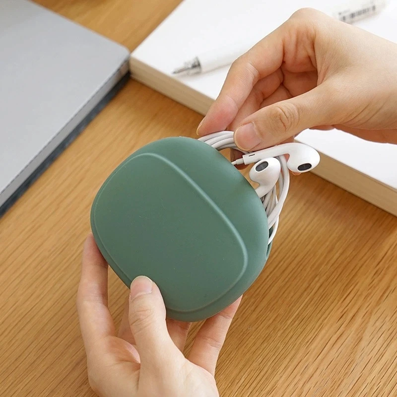 Portable Silicone Earbud Case Mini Headphone Organizer Data Cable Storage Box Anti-Tangle Earphone Bag