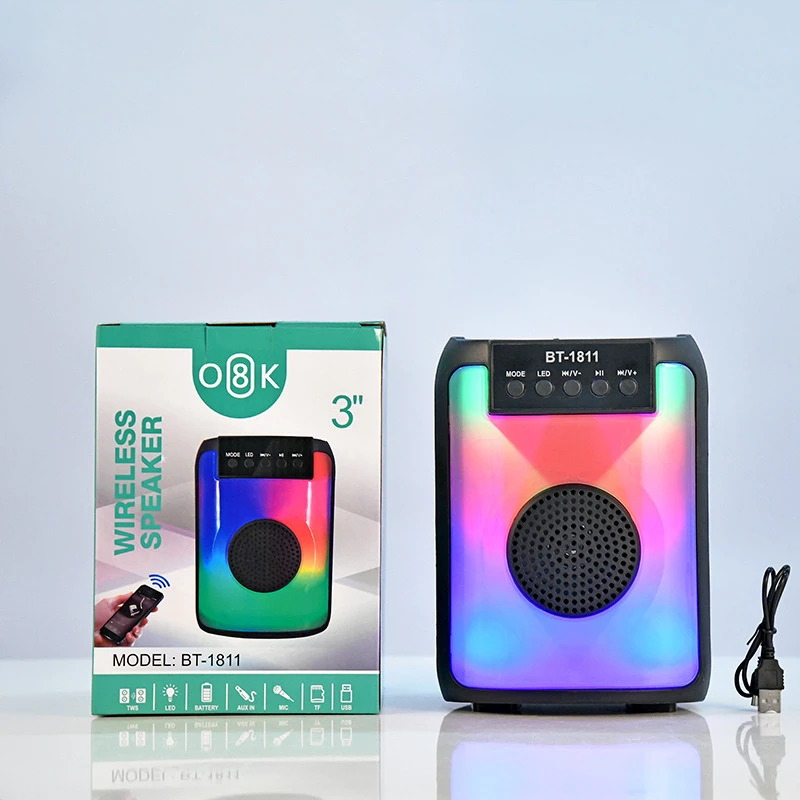 Portable USB Plug Card 3 Inch Creative Flame Light Bt Bluetooth Speaker