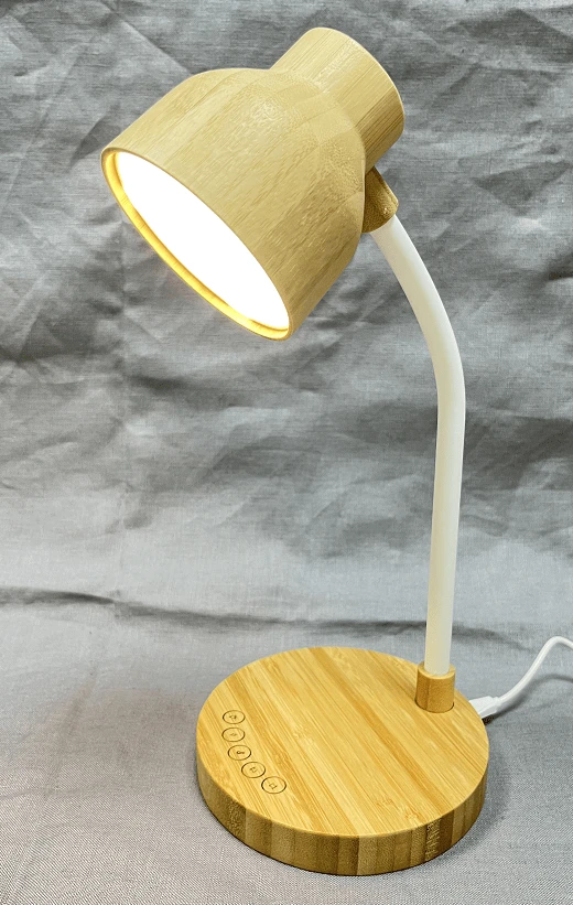 Portable Wireless Charger Lam Speaker with Real Bamboo, Straw