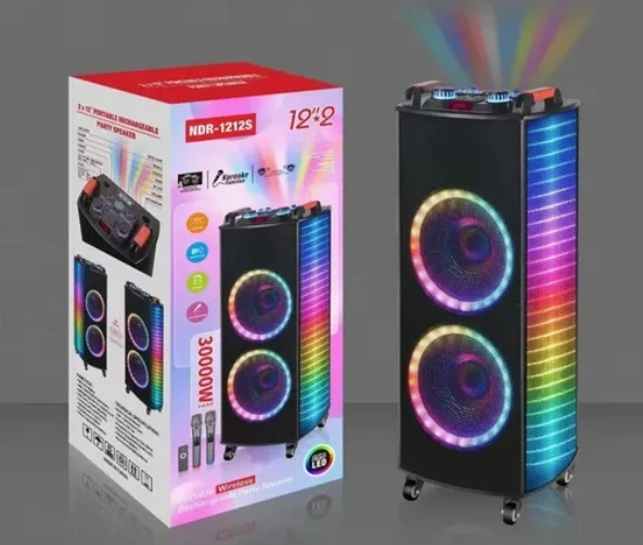 Portable Wireless Micphone 12´´ Dual Party Blue Tooth Ndr-1212s Speaker