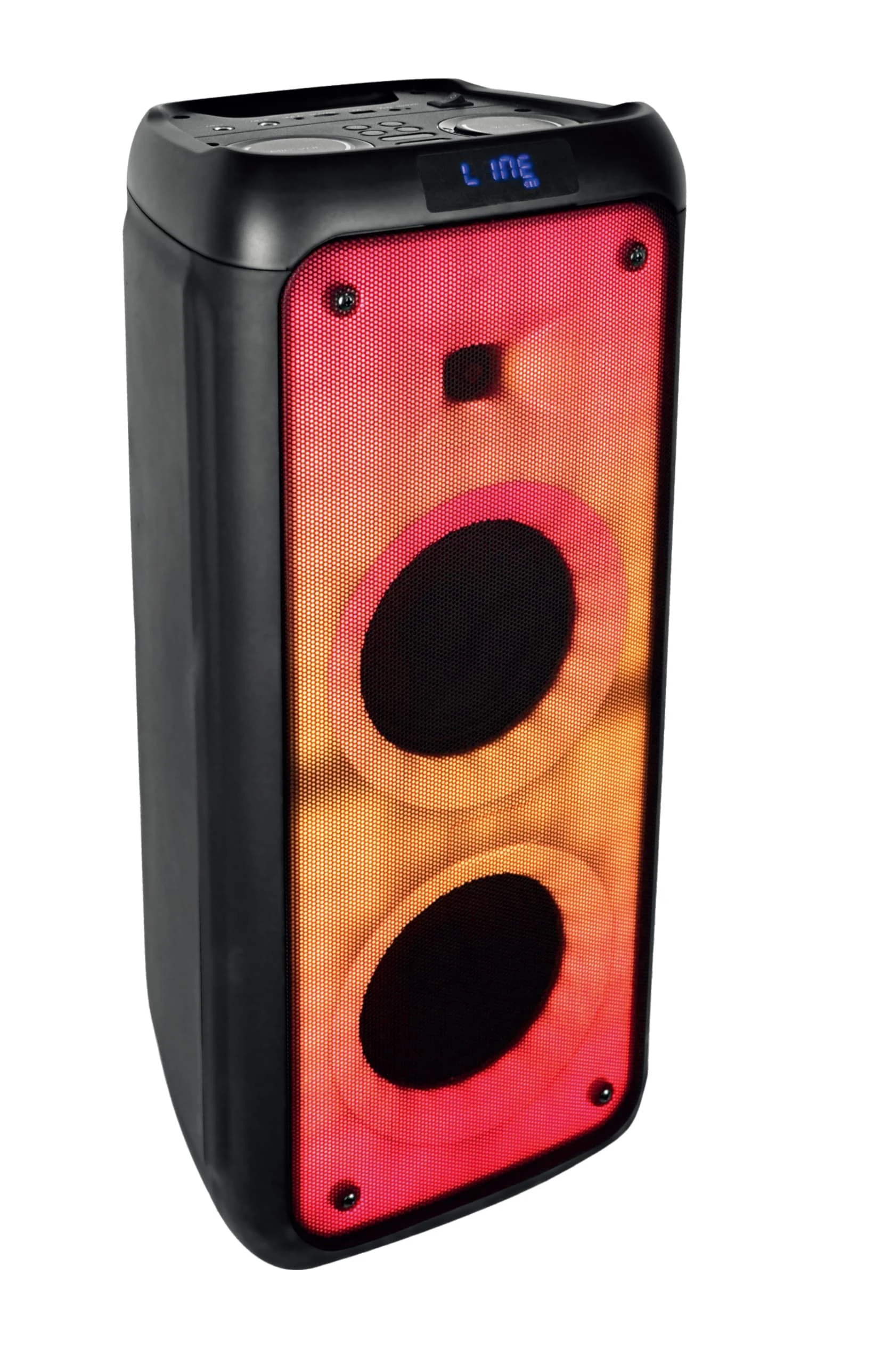 Portable Wireless Rechargeable Professional Multimedia Audio Double 6.5 Inch Speaker with Cool Lights and Fire Flame Lamp Effect