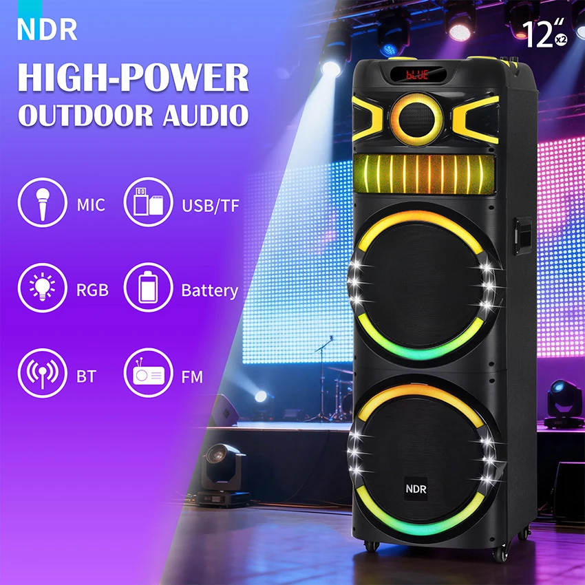 Portable Wireless Trolley Wooden Party Box Ndr-M22003 Speaker