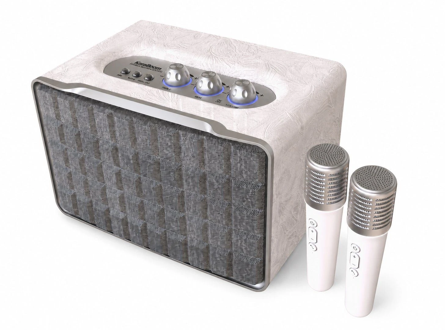 Portable Wooden Bluetooth Speaker Dual Mic with PU Leather Aux USB Rechargeable