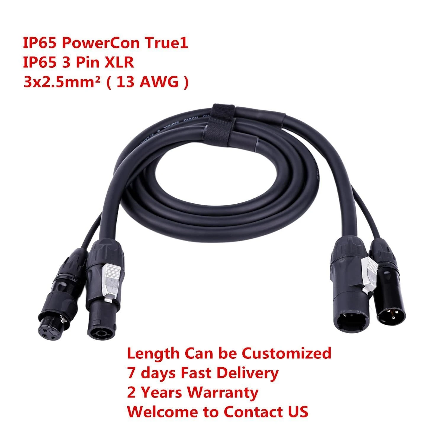 Powercon True1 3X2.5mm² + XLR DMX Hybrid Cable