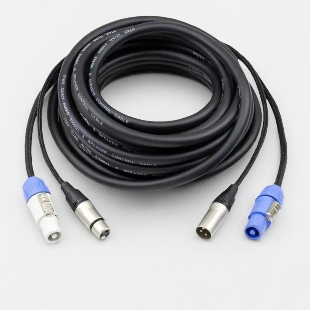 Powercon XLR 3X1.5mm/3X2.5mm Power + DMX Signal a/V Hybrid Cable