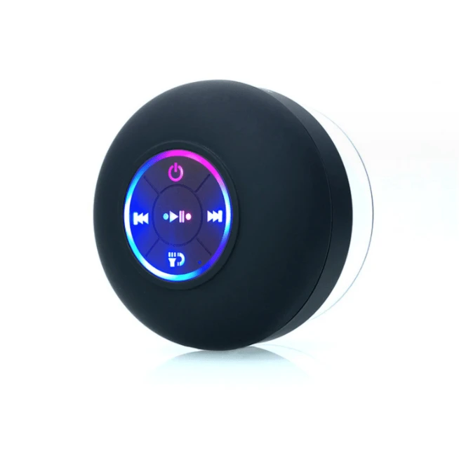 Powerful Suction Cup Waterproof Bluetooth LED Shower Speaker for Indoor Outdoor with FM Radio TF Card F