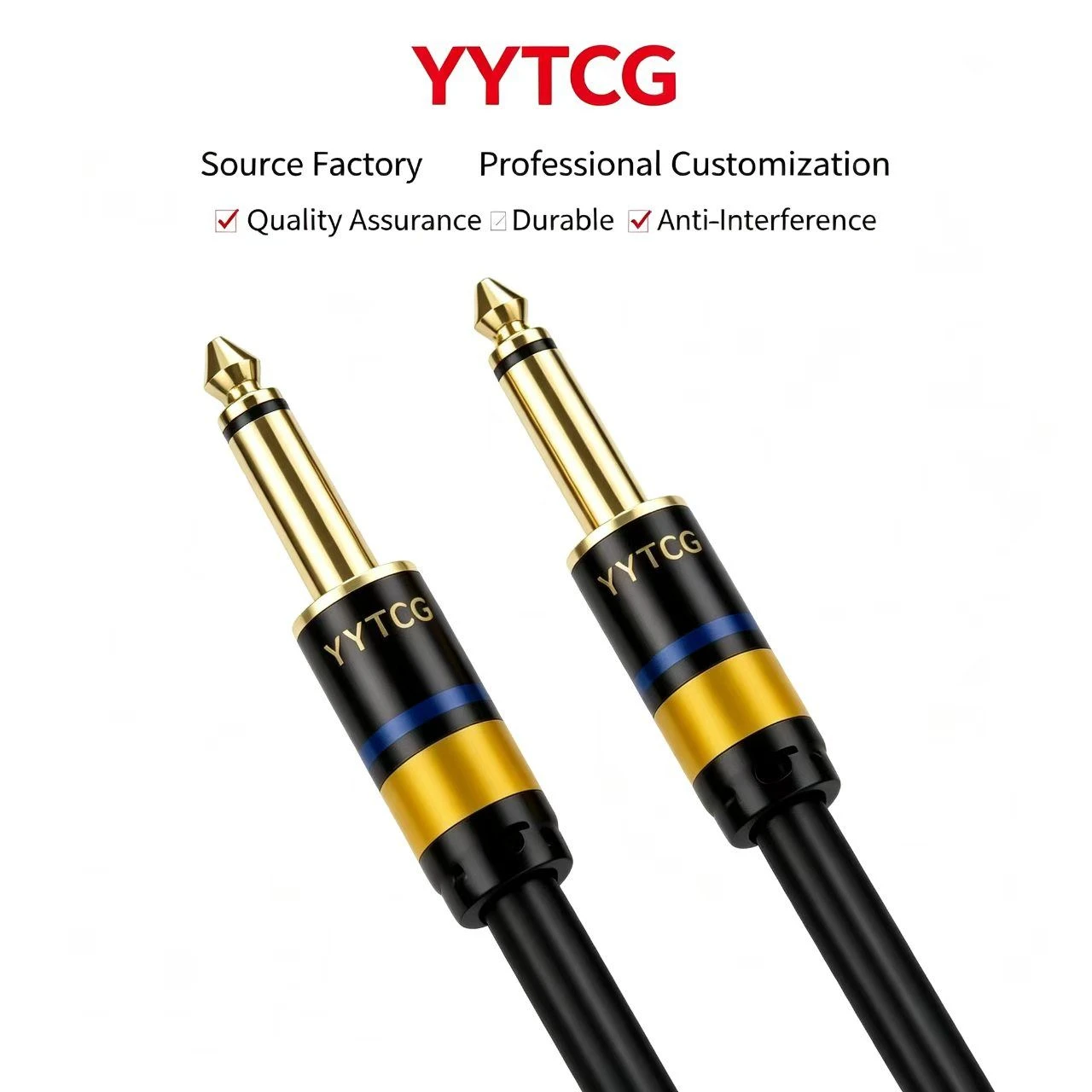 Premium 6.35mm 1/4 Inch TS Male to Male Audio Interconnect Cable g1 Series for Active DJ Speakers