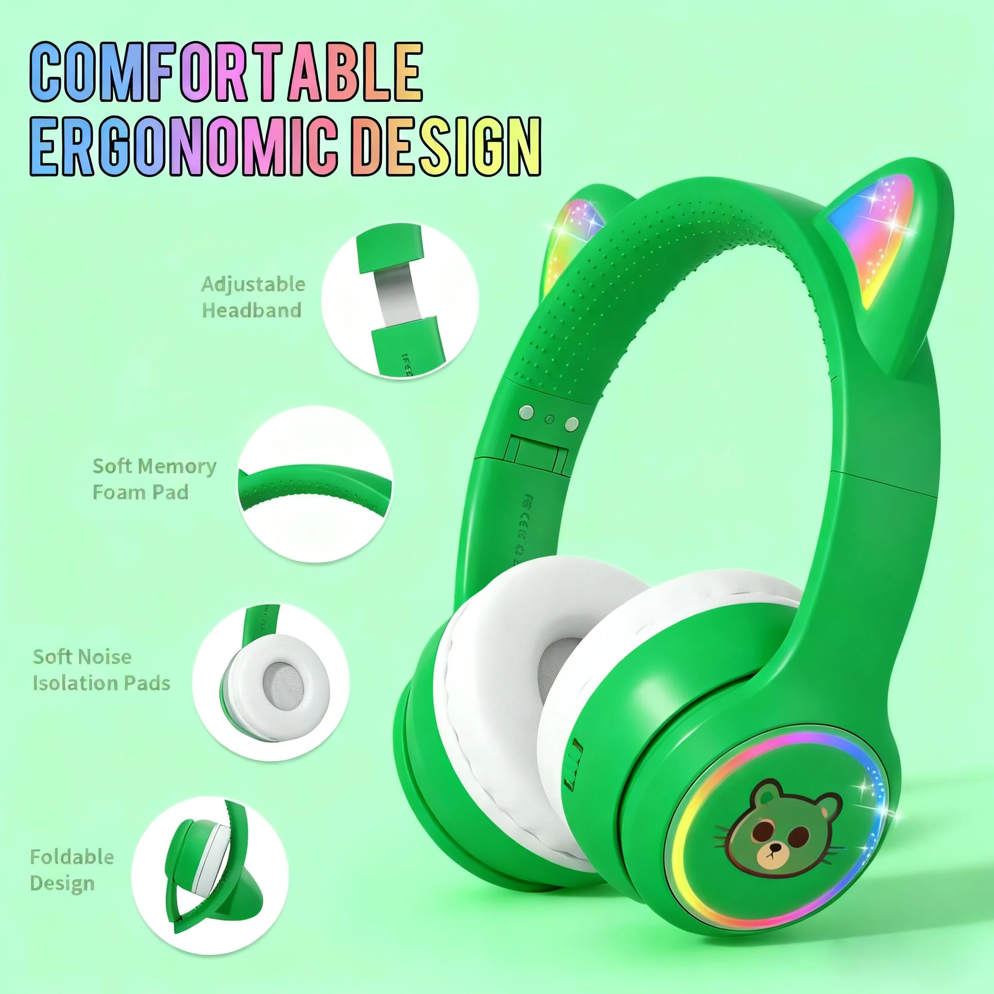 Premium ABS Wireless Headphones for Kids with Built-in Microphone