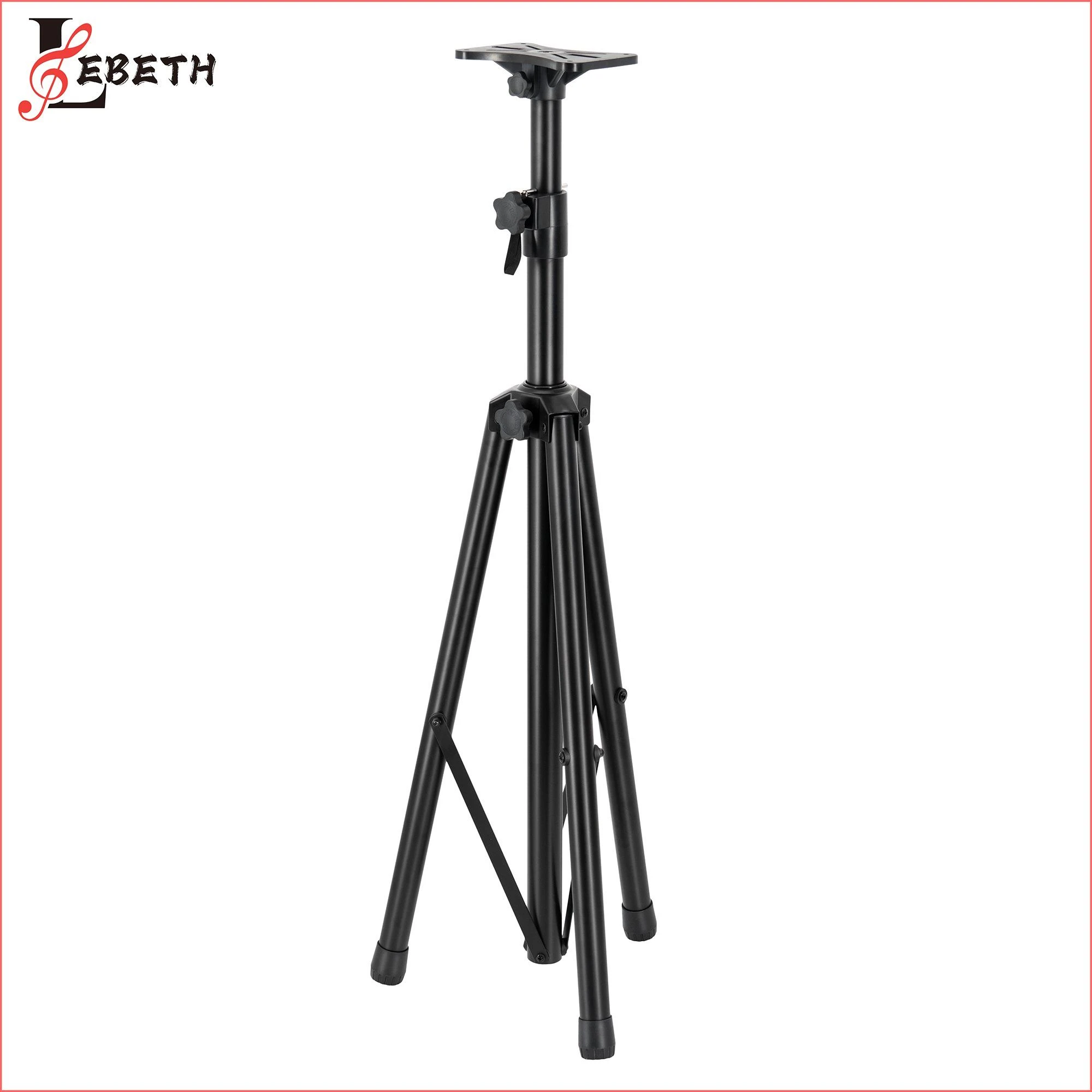 Premium Adjustable Black Metal Music Stand for Speakers