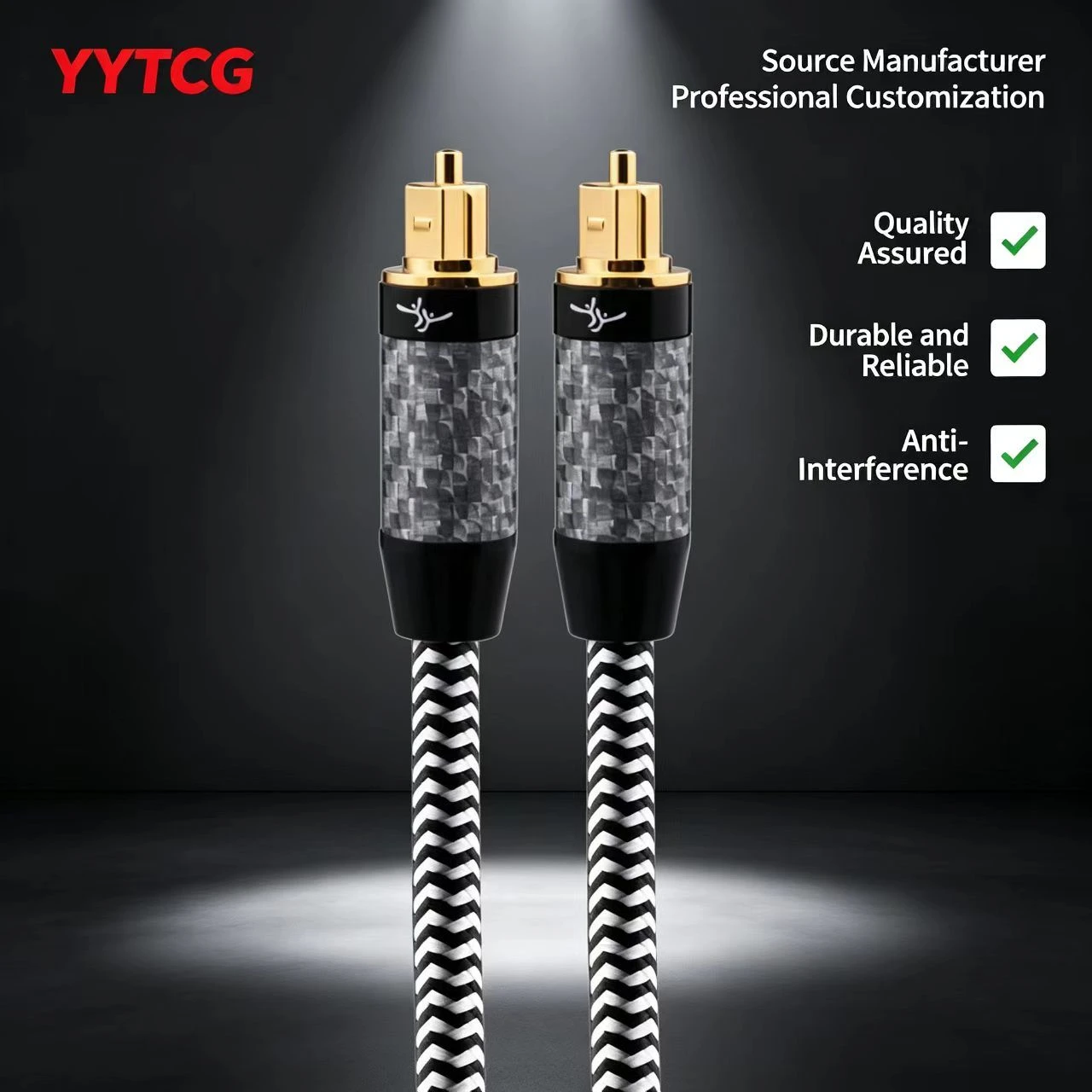 Premium Braided Fiber Optic Audio Cable for TV Soundbar Projector with Alloy Shell and 6.5mm OD