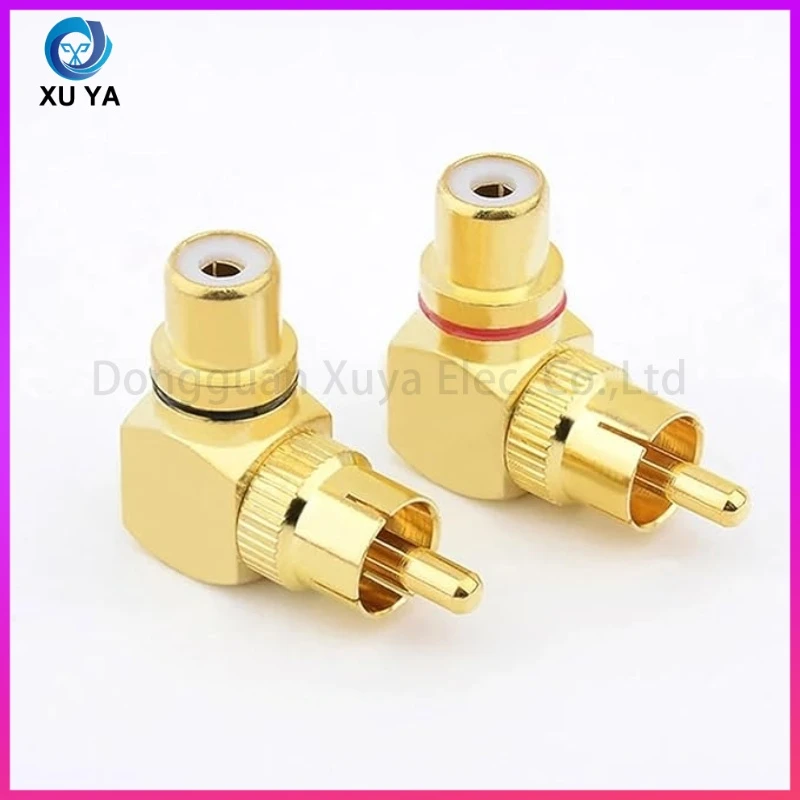 Premium Gold Plated Anti-Oxidation RCA Male to Female Right Angle 90 Degree L Elbow Connector for Home Theater AV System