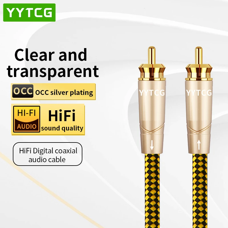 Premium Pure Copper Gold-Plated RCA Interconnect coaxial cable with Cotton Mesh Jacket for HiFi Soundtracks & Musical Instruments