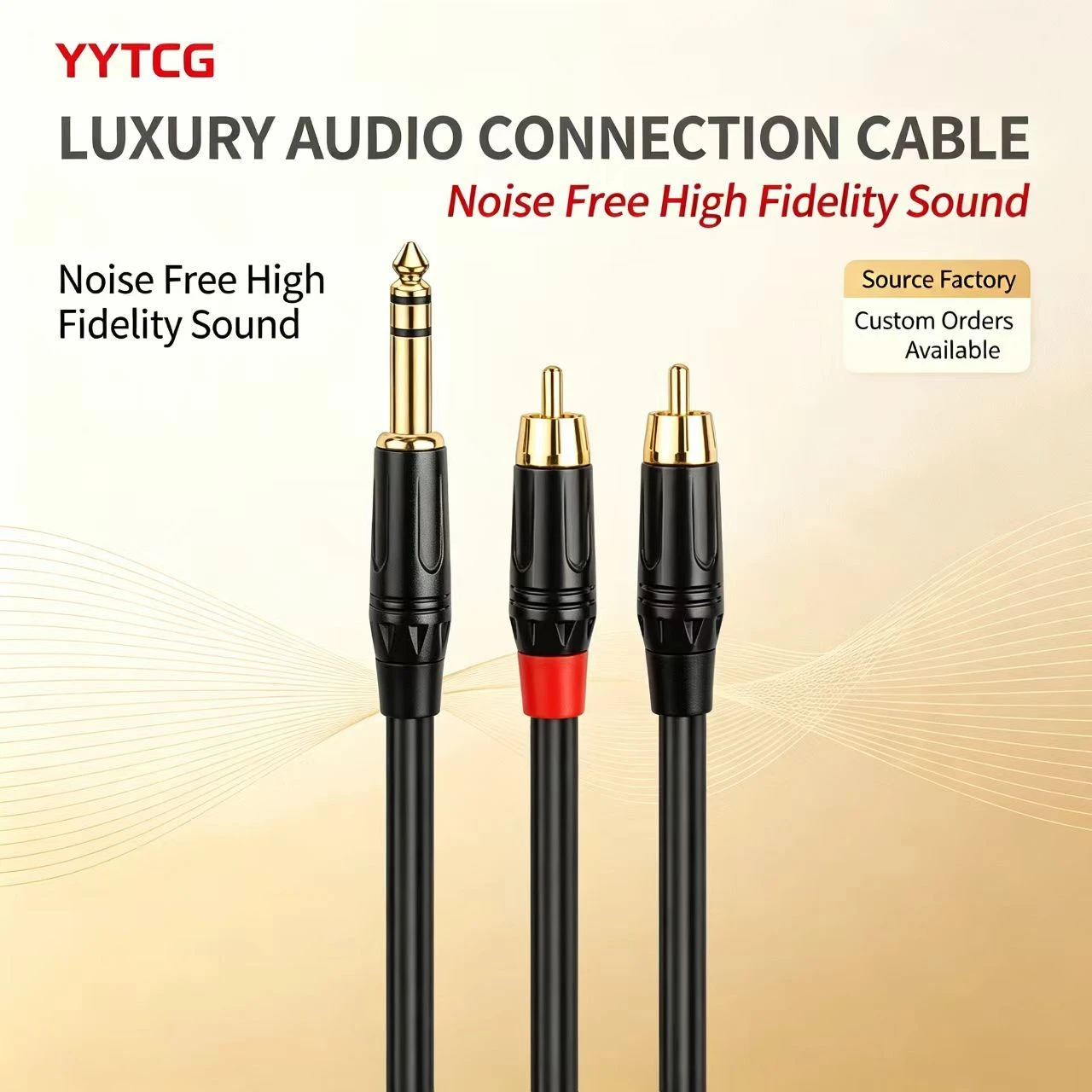 Premium Quality C1 6.35mm Stereo Jack to 2 RCA Male Audio Lead for DJ Equipment and Keyboard