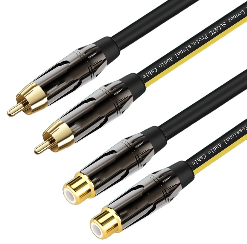 Premium Single Crystal Copper Silver-Plated Dual RCA Audio Cable