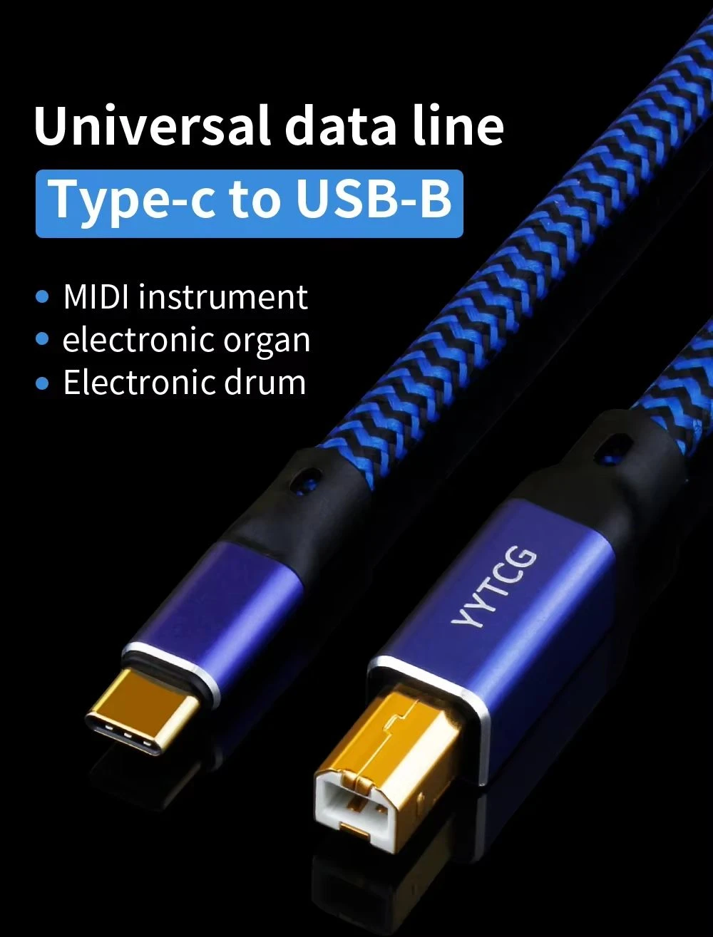 Premium USB A to USB C Data Cable for MIDI Keyboard Electronic Organ and Drum Machine